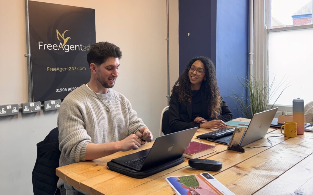 Chanelle Wakefield and Daniel Lewis at FreeAgent247 HQ