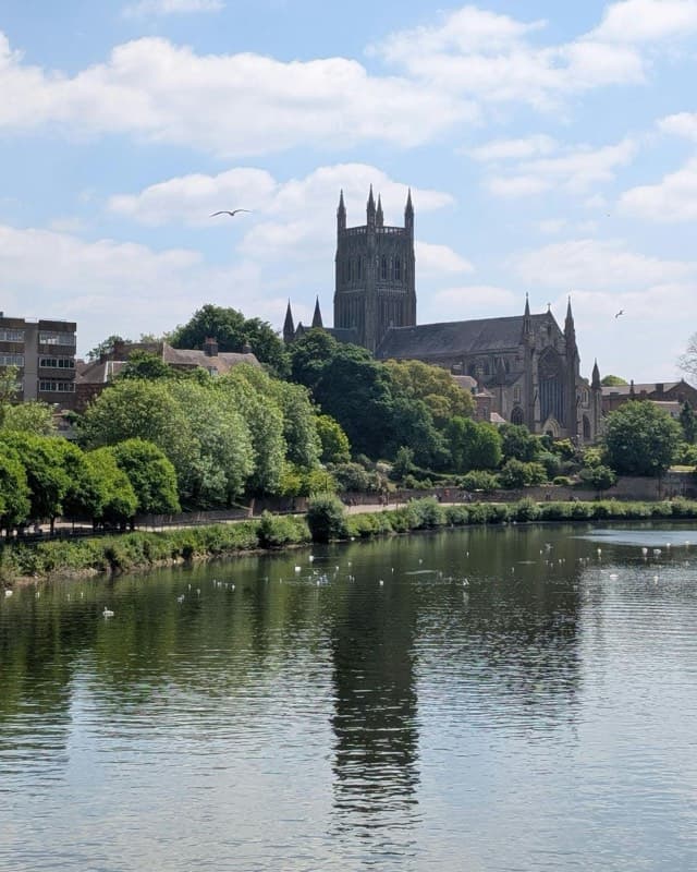 Worcester Cathedral seen across the River Severn